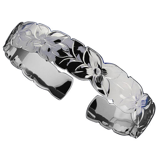 Hawaiian Jewelry Plumeria Cut Out One Tone Cuff Bangle