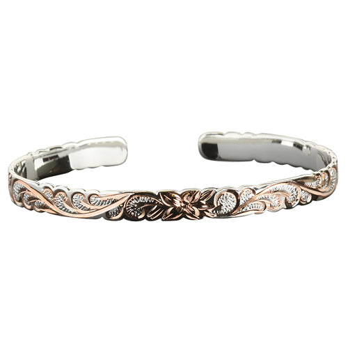 Hawaiian Jewelry Scroll Cut Out Pink Cuff Bangle