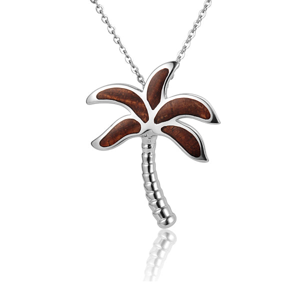 KOA Wood inlaid Sterling Silver Palm Tree Pendant
