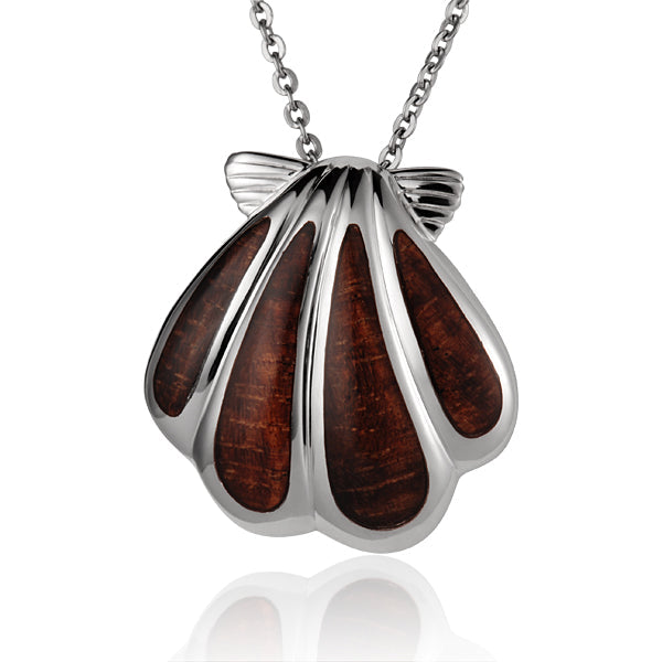 Koa Wood Sterling Silver Sunrise Shell Pendant