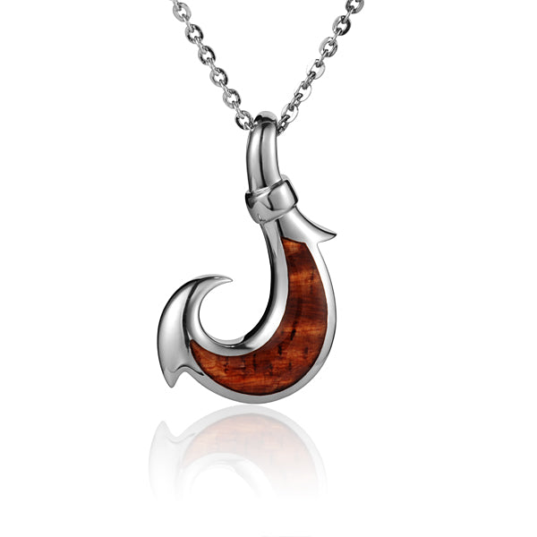 925 Sterling Silver Koa Wood Inlaid Fish Hook Pendant(S)