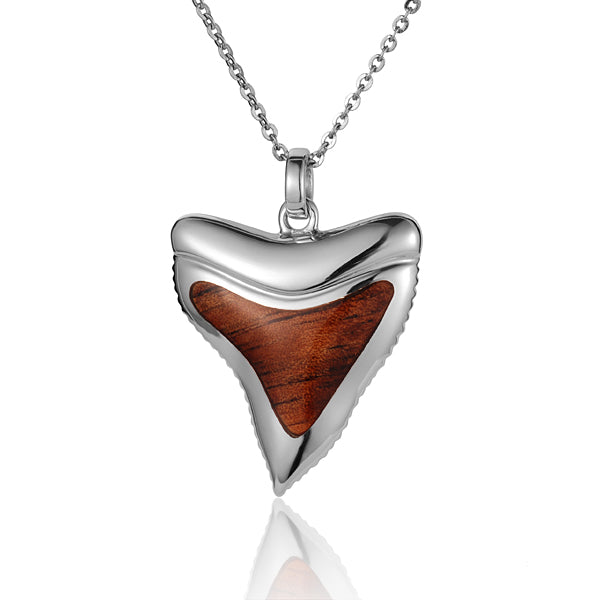 KOA Wood inlaid Sterling Silver Shark Teeth Pendant
