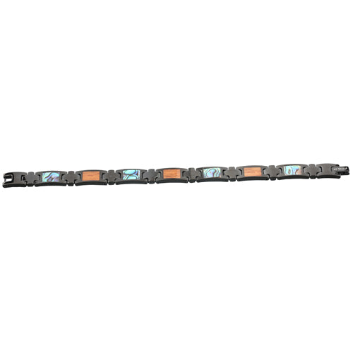 Koa Wood Abalone Inlay Bracelet Iron Plated Black - Hanalei Jeweler