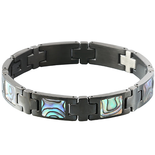 Abalone Inlay Bracelet Iron Plated Black - Hanalei Jeweler