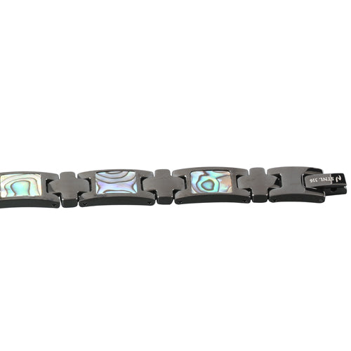 Abalone Inlay Bracelet Iron Plated Black - Hanalei Jeweler