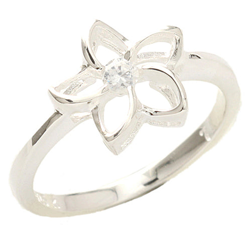 flower ring silver plumeria ring