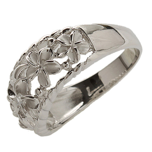 flower ring silver plumeria ring