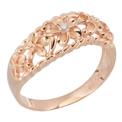 flower ring silver plumeria ring