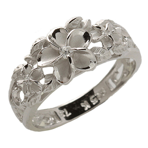 flower ring silver plumeria ring