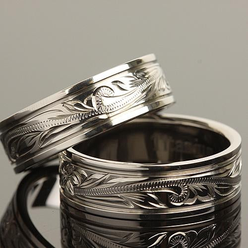 8mm Hawaiian Scroll Titanium Wedding Ring