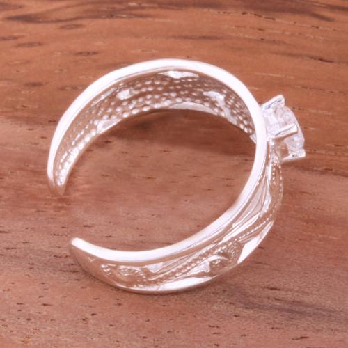 Hawaiian Scroll See Through with Clear Round CZ Toe Ring