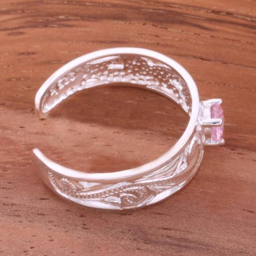 Hawaiian Scroll See Through with Clear Round CZ Toe Ring