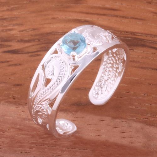 Hawaiian Scroll See Through with Clear Round CZ Toe Ring