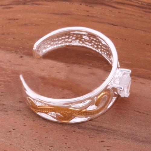 Hawaiian Scroll See Through with Clear Heart CZ Toe Ring