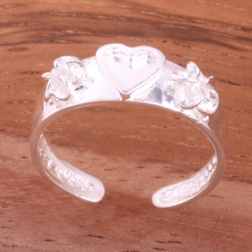 6mm Plumeria and Heart Toe Ring