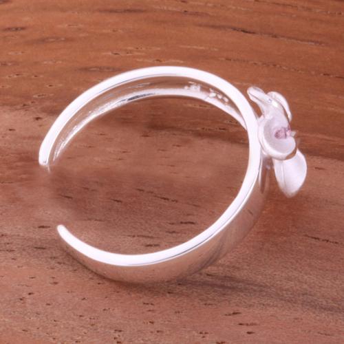 8mm Plumeria with Clear CZ Toe Ring