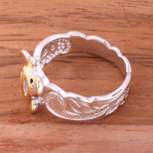 Hawaiian Scroll Two Tone Yellow Gold Plated Honu Cut Out Edge Toe Ring